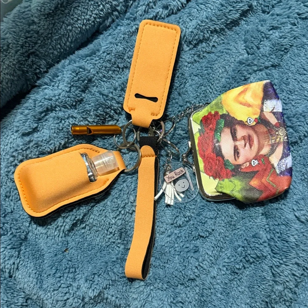 Orange Frida Kahlo Key Chain Set & Accessories‎